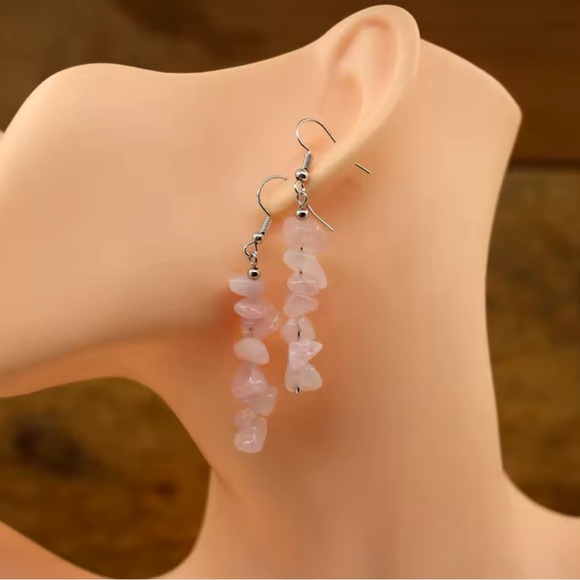 Bracelet And Earrings Set - Rose Quartz Natural Healing Stone - Picture 5 of 12